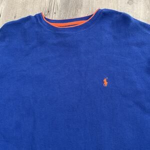 POLO Ralph Lauren Waffle Knit Thermal T-Shirt Mens Sz 2XL Blue 100% Cotton